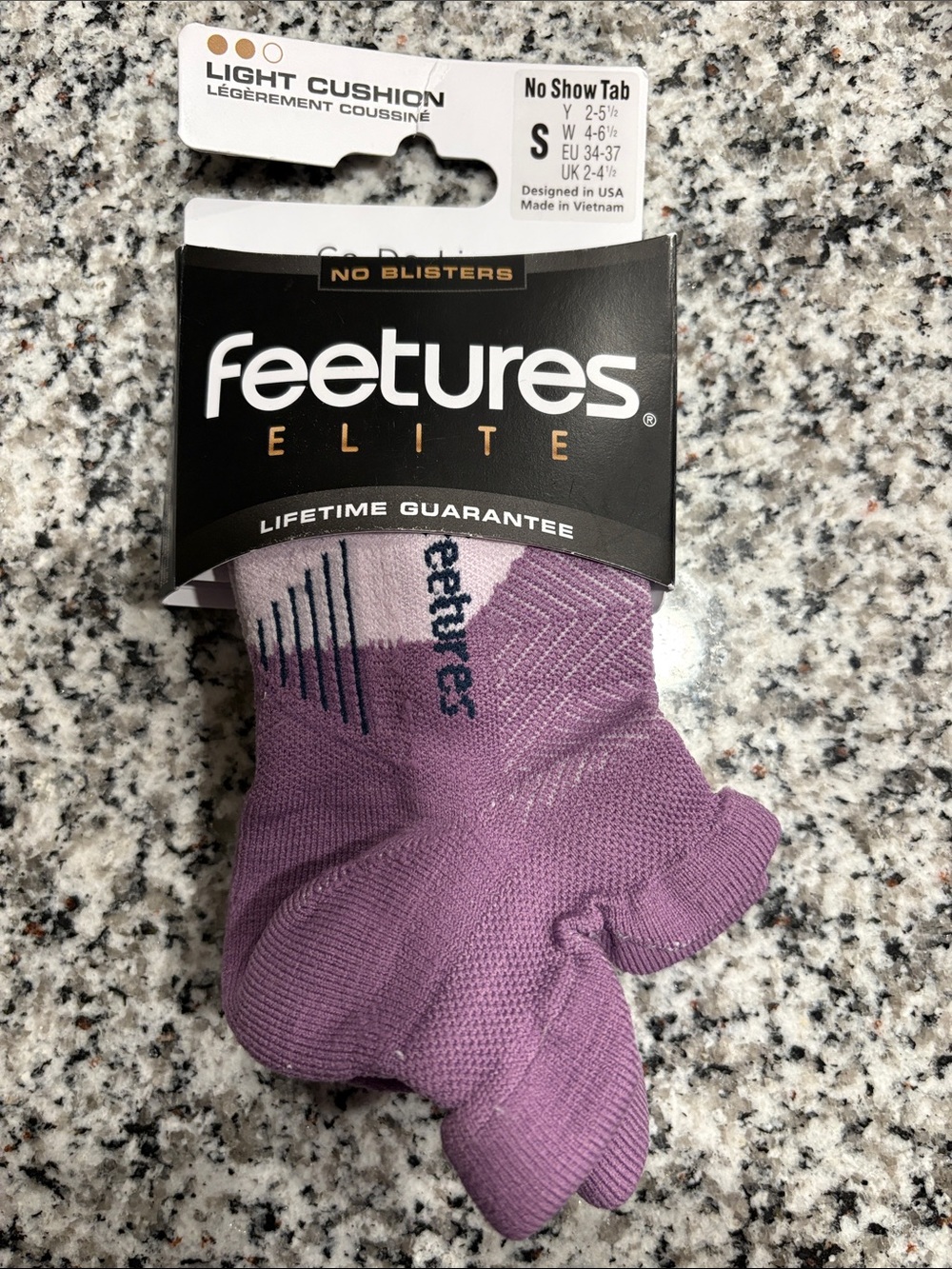 Feetures Max Cushion No Show Tab Socks Purple Nitro